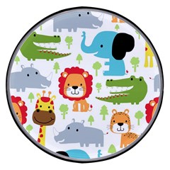 Seamless-pattern-vector-with-animals-cartoon Wireless Fast Charger(black) by uniart180623