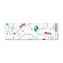 Cute-children-s-seamless-pattern-with-cars-road-park-houses-white-background-illustration-town Sticker (bumper) by uniart180623