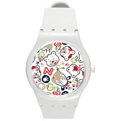 Animals-pattern Round Plastic Sport Watch (m) by uniart180623