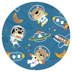 Seamless-pattern-funny-astronaut-outer-space-transportation Round Trivet by uniart180623