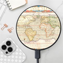 Old World Map Of Continents The Earth Vintage Retro Wireless Fast Charger(black) by uniart180623