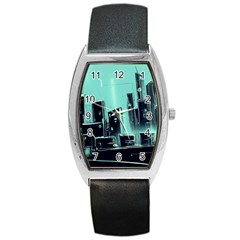 Buildings City Urban Destruction Background Barrel Style Metal Watch by uniart180623