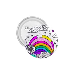 Rainbow Fun Cute Minimal Doodle Drawing Art 1 75  Buttons by uniart180623