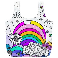 Rainbow Fun Cute Minimal Doodle Drawing Art Full Print Recycle Bag (xxl) by uniart180623