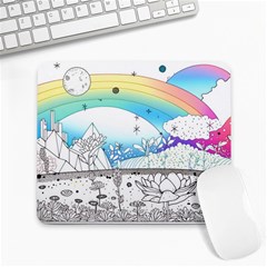 Rainbow Fun Cute Minimal Doodle Drawing Arts Large Mousepad by uniart180623