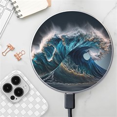 Tsunami Waves Ocean Sea Water Rough Seas Wireless Fast Charger(white) by uniart180623