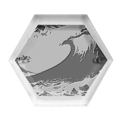 Ai Generated Waves Ocean Sea Tsunami Nautical Fantasy Hexagon Wood Jewelry Box by uniart180623