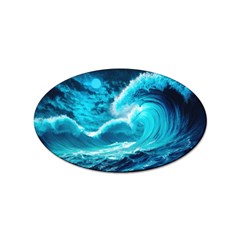 Ai Generated Waves Ocean Sea Tsunami Nautical Sea Sticker Oval (10 Pack) by uniart180623