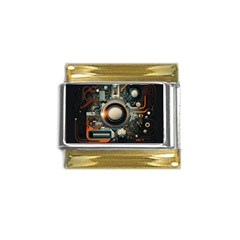 Technology Robot Internet Processor Gold Trim Italian Charm (9mm) by Ravend