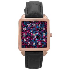 Grafitti Graffiti Abstract Artwork Digital Rose Gold Leather Watch  by uniart180623