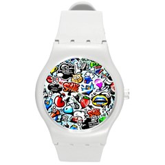 Graffiti Art Cartoon Comic Round Plastic Sport Watch (m) by uniart180623