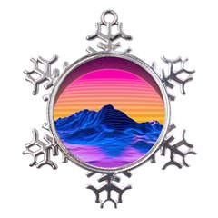 Sun Ultra Artistic 3d Illustration Sunset Metal Large Snowflake Ornament by uniart180623