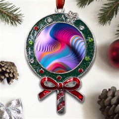 Colorful 3d Waves Creative Wave Waves Wavy Background Texture Metal X mas Lollipop With Crystal Ornament by uniart180623