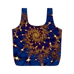 Fractal Spiral Art Pattern Blue Design Full Print Recycle Bag (m) by Simbadda