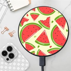 Cute Watermelon Seamless Pattern Wireless Fast Charger(black) by Simbadda