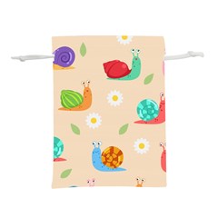 Seamless Pattern Cute Snail With Flower Leaf Lightweight Drawstring Pouch (s) by Simbadda