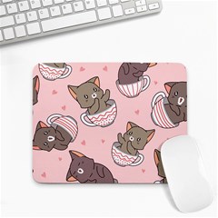 Seamless Pattern Adorable Cat Inside Cup Small Mousepad by Simbadda