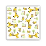 Vector Pattern With Cute Giraffe Cartoon Memory Card Reader (Square) Front