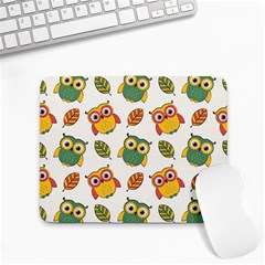 Background-with-owls-leaves-pattern Small Mousepad by Simbadda