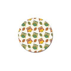 Background-with-owls-leaves-pattern Golf Ball Marker by Simbadda