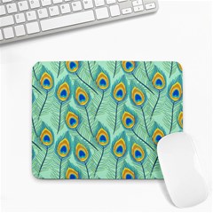 Lovely Peacock Feather Pattern With Flat Design Small Mousepad by Simbadda