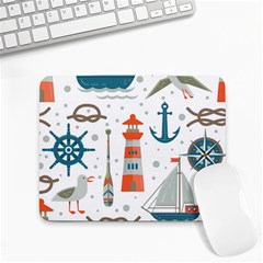 Nautical-elements-pattern-background Small Mousepad by Simbadda