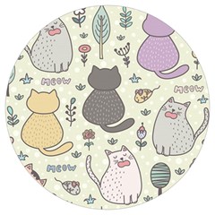 Funny Cartoon Cat Seamless Pattern Round Trivet by Simbadda