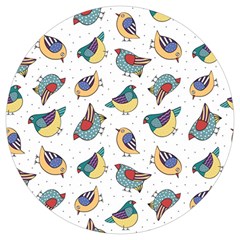 Seamless-pattern-with-hand-drawn-bird-black Round Trivet by Simbadda