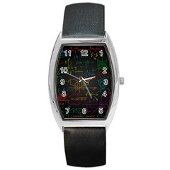 Mathematical-colorful-formulas-drawn-by-hand-black-chalkboard Barrel Style Metal Watch by Simbadda