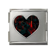 A Dark City Vector Mega Link Heart Italian Charm (18mm) by Proyonanggan