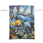 Colorful Aquatic Life Wall Mural Lightweight Drawstring Pouch (XL) Back