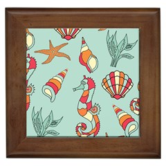 Seahorse Seashell Starfish Shell Framed Tile by Proyonanggan