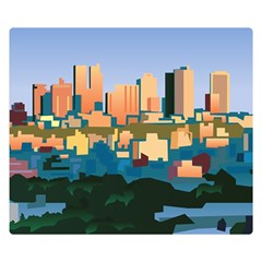 City Buildings Urban Dawn Two Sides Premium Plush Fleece Blanket (small) by Bangk1t