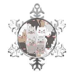 Cute Cats Seamless Pattern Metal Small Snowflake Ornament by Bangk1t