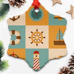 Nautical Elements Collection Snowflake Ornament (two Sides) by Bangk1t