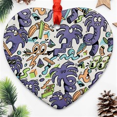 Purple Orange Green Blue Cartoon Ornament (heart) by Bangk1t