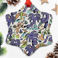 Purple Orange Green Blue Cartoon Snowflake Ornament (two Sides) by Bangk1t