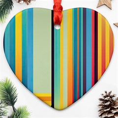 Colorful Rainbow Striped Pattern Stripes Background Ornament (heart) by Bangk1t