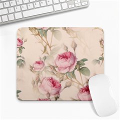 Roses Plants Vintage Retro Flowers Pattern Large Mousepad by Bangk1t