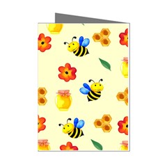 Seamless Background Honey Bee Mini Greeting Cards (pkg Of 8) by Amaryn4rt