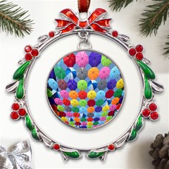 Umbrella Metal X mas Wreath Ribbon Ornament by artworkshop