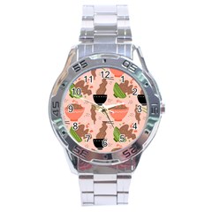 Japanese Street Food Soba Noodle In Bowl Pattern Stainless Steel Analogue Watch by Grandong