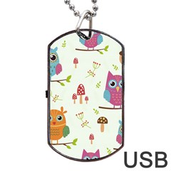 Forest-seamless-pattern-with-cute-owls Dog Tag Usb Flash (one Side) by pakminggu