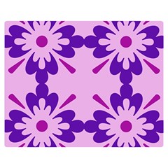 Pink And Purple Flowers Pattern Two Sides Premium Plush Fleece Blanket (medium) by shoopshirt