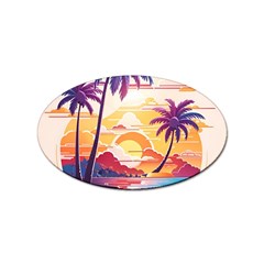 Nature Tropical Palm Trees Sunset Sticker Oval (100 Pack) by uniart180623