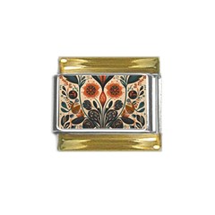 Flower Leaves Floral Gold Trim Italian Charm (9mm) by pakminggu