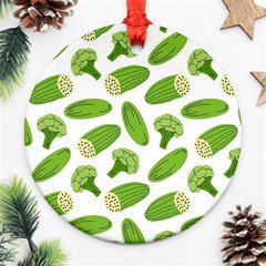 Vegetable Pattern With Composition Broccoli Ornament (round) by pakminggu