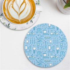 Dentist Blue Seamless Pattern Uv Print Round Tile Coaster by Bedest