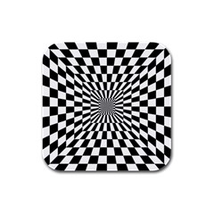 Optical-illusion-chessboard-tunnel Rubber Square Coaster (4 Pack) by Bedest