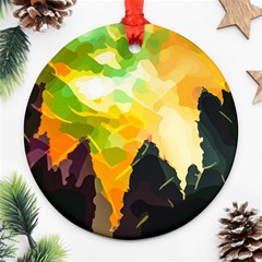 Forest-trees-nature-wood-green Ornament (round) by Bedest